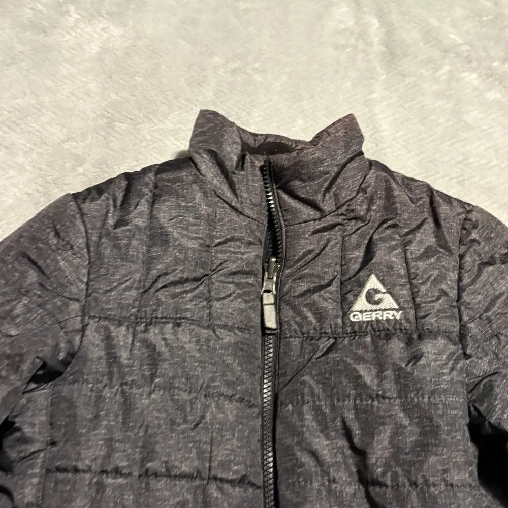 Gerry boys S 7-8 coat gray/black Quilted Winter Jacket zip high neck soft shell